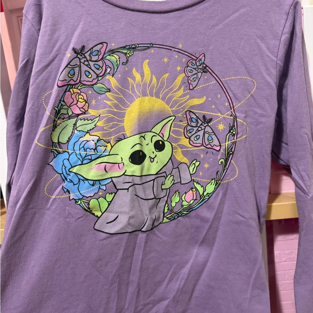 Star Wars Purple Long Sleeve Tee with Baby Yoda Design